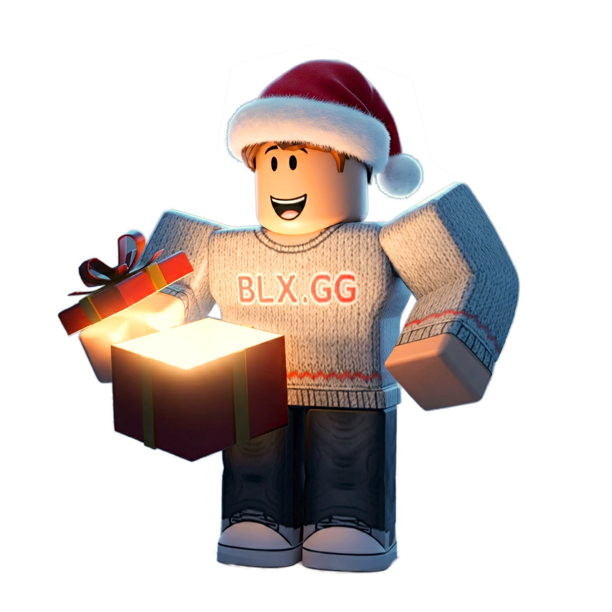 Mini Roblox Character with Christmas present